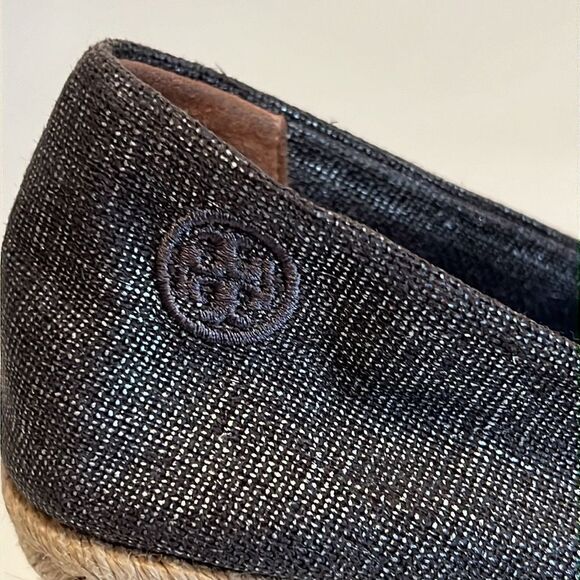 Tory Burch Filipa Wedge Espadrille Metallic Grey Shoes Size 10.5 - Picture 8 of 11